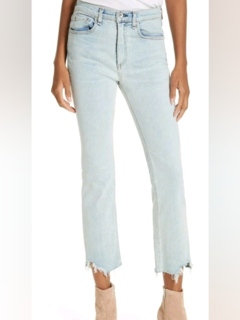 RAG & BONE | Women's Clean Lynn Hana High-Rise Distressed Ankle Bootcut Jeans